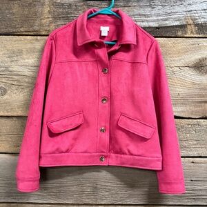 Chico's faux suede jacket, pink, Size 1 (size 8)